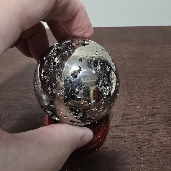 Pyrite Crystal Sphere #P 56 mm - Picture 8 of 9